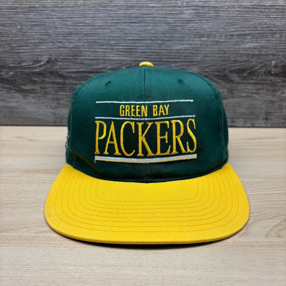 Vintage Green Bay Packers Hat Cap Snap Back Green Yellow NFL Football 90s Annco